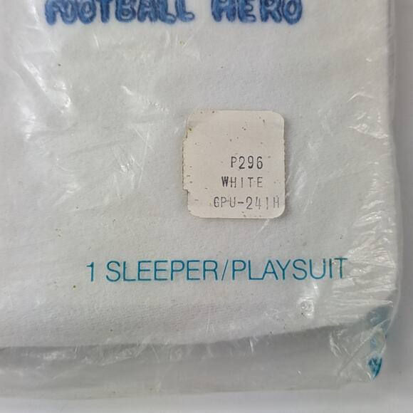 Vtg Baby Sleeper Romper JCPenney Toddletime 1/2 (14.5-18lbs) Blue Football Hero - Picture 7 of 10